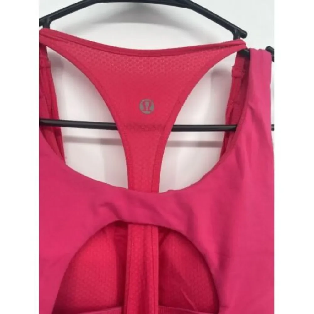 Lululemon Size 4 2-in-1 Tank Top Women Pink‎ Good Built-in Bra Racerback Mesh